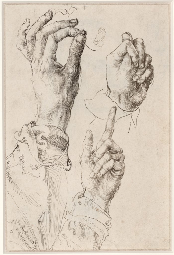 Albrecht Dürer Studies of Dürers Left Hand 1493 1494 pen and brown and blackbrown ink, Albertina Vienna